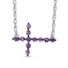 Thumbnail Image 0 of Amethyst Sideways Cross Necklace in Sterling Silver