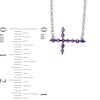 Thumbnail Image 1 of Amethyst Sideways Cross Necklace in Sterling Silver