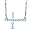 Thumbnail Image 1 of Aquamarine Sideways Cross Necklace in Sterling Silver