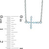 Thumbnail Image 2 of Aquamarine Sideways Cross Necklace in Sterling Silver