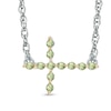 Thumbnail Image 0 of Peridot Sideways Cross Necklace in Sterling Silver