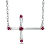 Thumbnail Image 0 of Lab-Created Ruby Sideways Cross Necklace in Sterling Silver