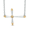 Citrine Sideways Cross Necklace in Sterling Silver