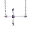Amethyst Sideways Cross Necklace in Sterling Silver