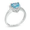 Thumbnail Image 1 of 7.0mm Trillion-Cut Swiss Blue Topaz and Lab-Created White Sapphire Frame Ring in Sterling Silver