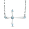 Thumbnail Image 1 of Aquamarine Sideways Cross Necklace in Sterling Silver