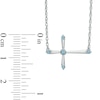Thumbnail Image 2 of Aquamarine Sideways Cross Necklace in Sterling Silver