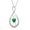 Thumbnail Image 0 of 5.0mm Heart-Shaped Lab-Created Emerald and Diamond Accent "MOM" Infinity Pendant in Sterling Silver