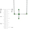 Lab-Created Emerald Sideways Cross Necklace in Sterling Silver