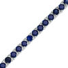 Thumbnail Image 1 of Lab-Created Blue Sapphire Tennis Bracelet in Sterling Silver - 7.5"