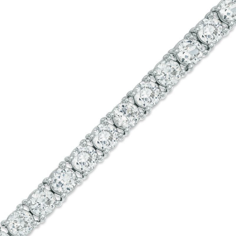 Main Image 1 of White Lab-Created Sapphire Tennis Bracelet in Sterling Silver - 7.5"