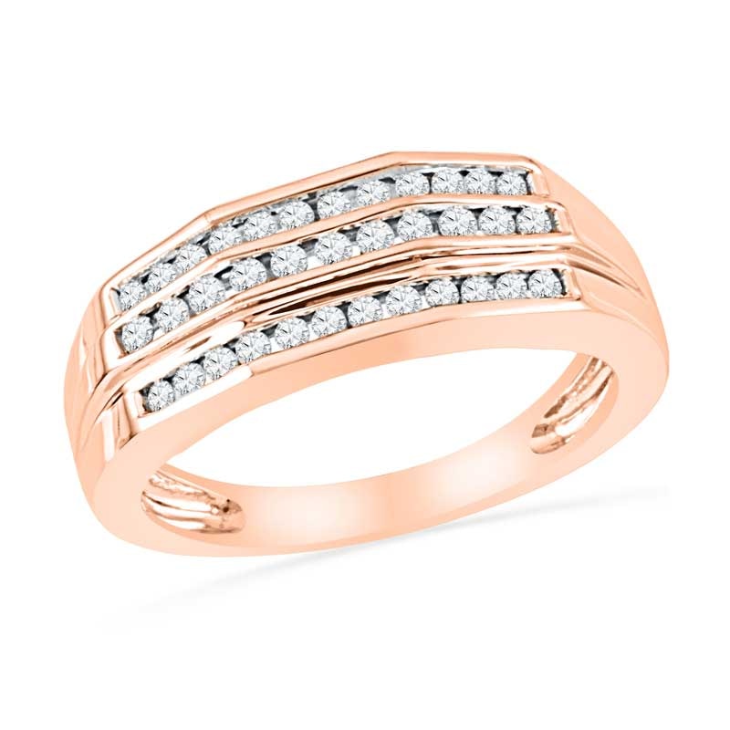 Men's 0.50 CT. T.W. Diamond Wedding Band in 10K Rose Gold