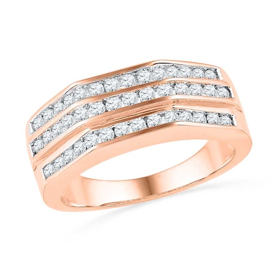 Men's 1.00 CT. T.W. Diamond Wedding Band in 10K Rose Gold