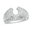 Thumbnail Image 0 of Men's 0.20 CT. T.W. Diamond Nugget Horseshoe Ring in 10K White Gold
