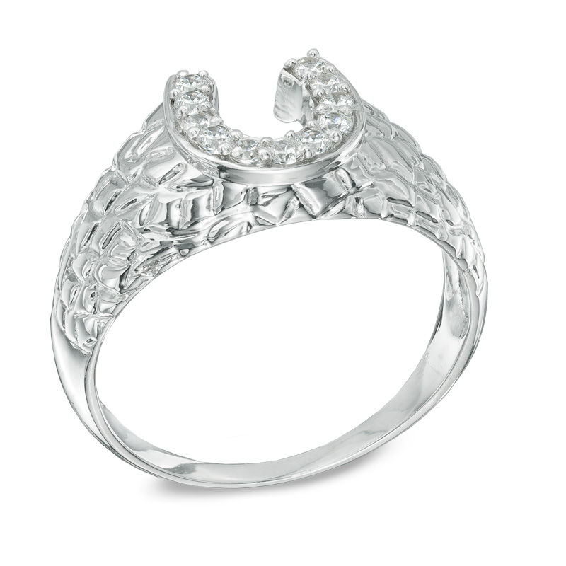 0.20 CT. T.W. Diamond Nugget Horseshoe Ring in 10K White Gold