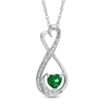 5.0mm Heart-Shaped Lab-Created Emerald and Diamond Accent Mom Heart Pendant in Sterling Silver