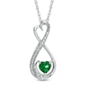 Thumbnail Image 0 of 5.0mm Heart-Shaped Lab-Created Emerald and Diamond Accent Mom Heart Pendant in Sterling Silver