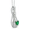 Thumbnail Image 1 of 5.0mm Heart-Shaped Lab-Created Emerald and Diamond Accent Mom Heart Pendant in Sterling Silver