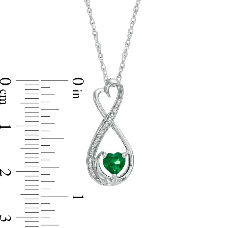 5.0mm Heart-Shaped Lab-Created Emerald and Diamond Accent Mom Heart Pendant in Sterling Silver