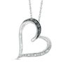 Thumbnail Image 0 of Black and White Diamond Accent Tilted Heart Pendant in Sterling Silver