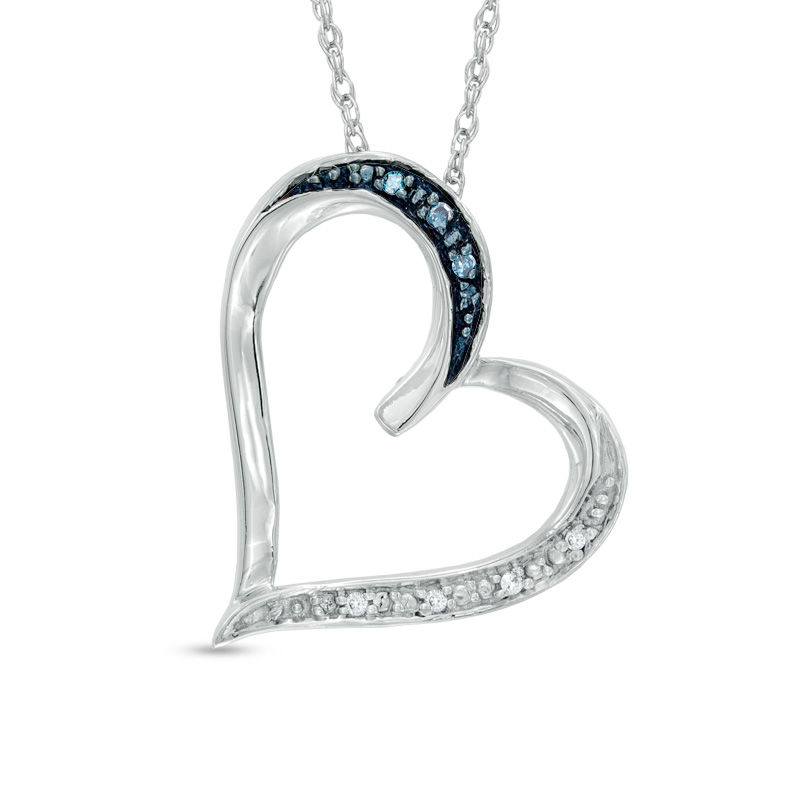 Enhanced Blue And White Diamond Accent Tilted Heart Pendant In Sterling Silver Peoples Jewellers - Enhanced Blue And White Diamond Accent Swirl Heart Pendant In Sterling Silver Enhanced Blue And White Diamond Accent Tilted Heart Pendant In Sterling Silver Peoples Jewellers - Enhanced Blue And White Diamond Accent Swirl Heart Pendant In Sterling Silver