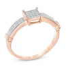 0.16 CT. T.W. Diamond Square Cluster Ring in 10K Rose Gold
