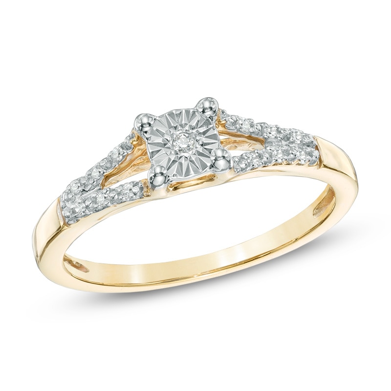 Diamond Accent Split Shank Promise Ring in 10K Gold