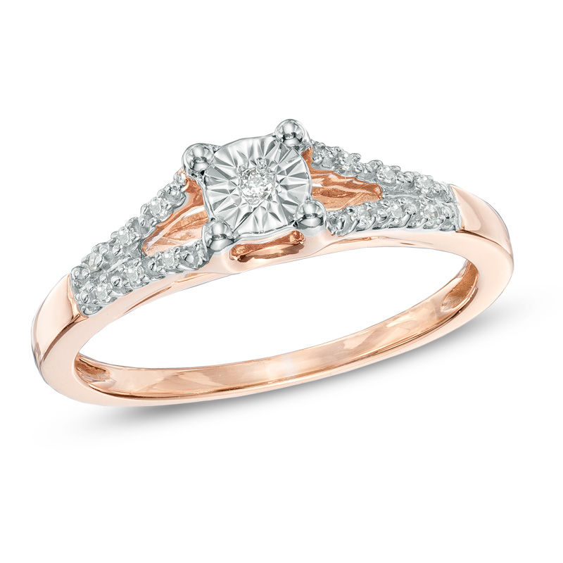 Diamond Accent Split Shank Promise Ring in 10K Rose Gold