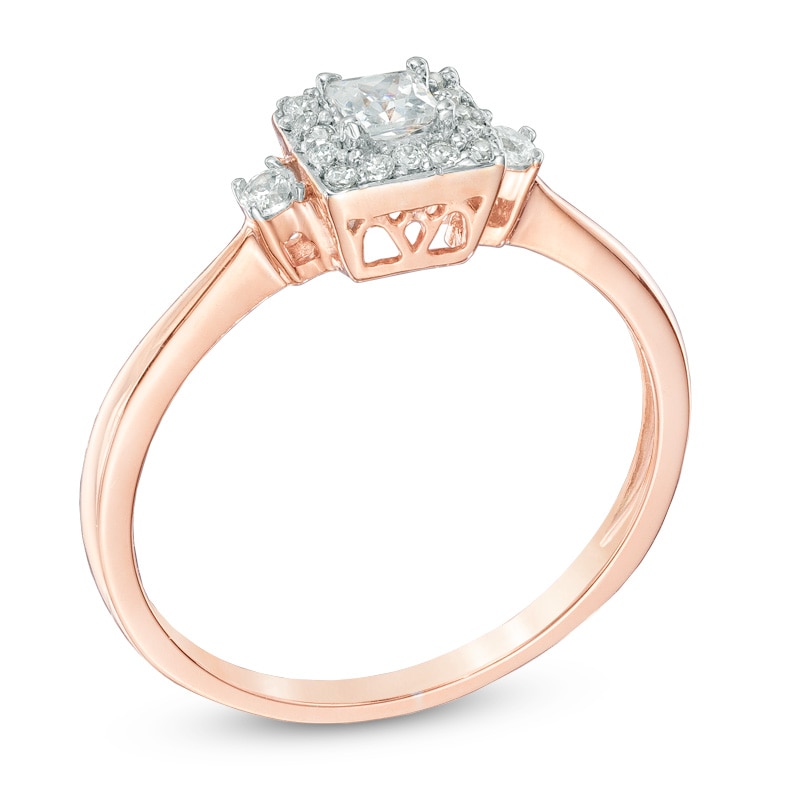 0.25 CT. T.W. Princess-Cut Diamond Frame Promise Ring in 10K Rose Gold