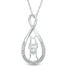 Thumbnail Image 0 of 5.0mm Heart-Shaped Lab-Created White Sapphire and Diamond Accent "MOM" Infinity Pendant in Sterling Silver