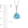 Thumbnail Image 1 of 8.0mm Trillion-Cut Swiss Blue Topaz and Lab-Created White Sapphire Frame Pendant in Sterling Silver