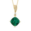 Thumbnail Image 0 of 8.0mm Cushion-Cut Lab-Created Emerald and Diamond Accent Pendant in 10K Gold