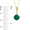 8.0mm Cushion-Cut Lab-Created Emerald and Diamond Accent Pendant in 10K Gold