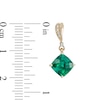 Thumbnail Image 1 of 7.0mm Cushion-Cut Lab-Created Emerald and Diamond Accent Drop Earrings in 10K Gold