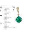 Thumbnail Image 1 of 7.0mm Cushion-Cut Lab-Created Emerald and Diamond Accent Drop Earrings in 10K Gold