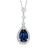 Thumbnail Image 0 of Pear-Shaped Blue and White Lab-Created Sapphire Frame Pendant in 10K White Gold