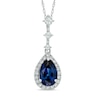 Thumbnail Image 1 of Pear-Shaped Blue and White Lab-Created Sapphire Frame Pendant in 10K White Gold