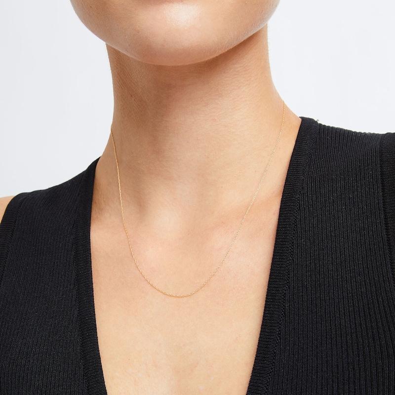 0.76mm Rope Chain Necklace in Solid 14K Gold - 18"