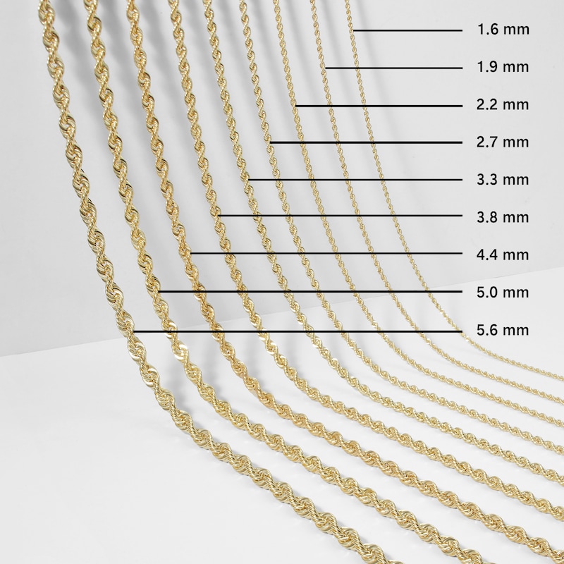 0.76mm Rope Chain Necklace in Solid 14K Gold - 18"