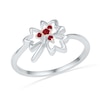 Lab-Created Ruby Maple Leaf Ring in Sterling Silver