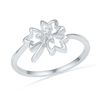 Thumbnail Image 1 of Lab-Created White Sapphire Maple Leaf Ring in Sterling Silver