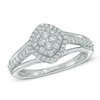 0.50 CT. T.W. Diamond Tilted Square Frame Cluster Ring in 10K White Gold
