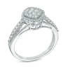 0.50 CT. T.W. Diamond Tilted Square Frame Cluster Ring in 10K White Gold