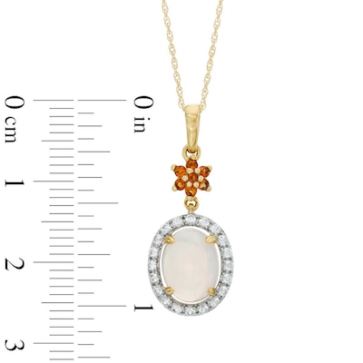 Oval Opal, Madeira Citrine and Lab-Created White Sapphire Pendant in 10K Gold