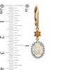 Thumbnail Image 1 of Oval Opal, Madeira Citrine and Lab-Created White Sapphire Drop Earrings in 10K Gold