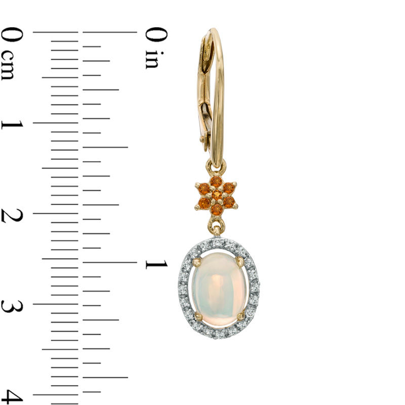Oval Opal, Madeira Citrine and Lab-Created White Sapphire Drop Earrings in 10K Gold