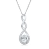 Thumbnail Image 0 of Oval Lab-Created White Sapphire and Diamond Accent Infinity Twist Pendant in Sterling Silver