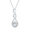 Oval Lab-Created White Sapphire and Diamond Accent Infinity Twist Pendant in Sterling Silver