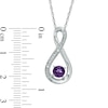 Thumbnail Image 1 of Oval Lab-Created White Sapphire and Diamond Accent Infinity Twist Pendant in Sterling Silver