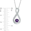 Oval Lab-Created White Sapphire and Diamond Accent Infinity Twist Pendant in Sterling Silver